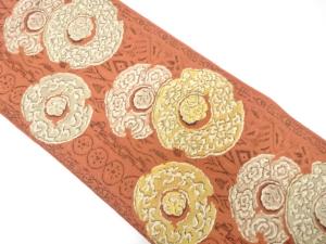 アンティーク　割れ絵皿模様織り出し袋帯（着用可）